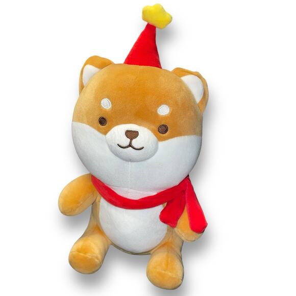 Miniso Plush Dog Shiba Inu Stuffed Animal Christmas Tree Star Scarf Stitched 12” - Picture 2 of 14